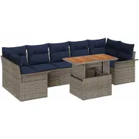 vidaXL Tuinbank Set 8 st Grijs Poly rattan