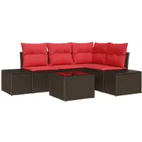 vidaXL Tuinset met 5 zitplaatsen, bruin, van polyrotan
