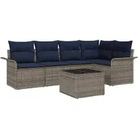 vidaXL Tuinbank Set 6 st Grijs poly rattan