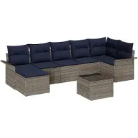 vidaXL Tuinbank Set 8 st Grijs poly rattan