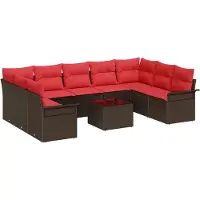 vidaXL Tuinbank Set 10 st Bruin poly rattan