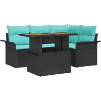 vidaXL Tuinbank Set 5 st Zwart Poly rattan