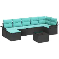 vidaXL Tuinbank Set 8 st Zwart poly rattan