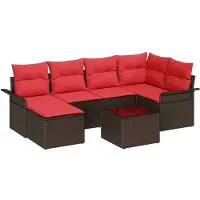 vidaXL Tuinbank Set 7 st Bruin poly rattan