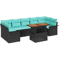vidaXL Tuinbank Set 8 st Zwart Poly rattan