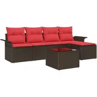 vidaXL Tuinbank Set 6 st Bruin poly rattan