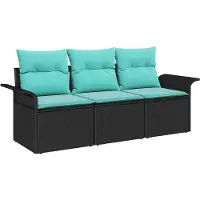 vidaXL Tuinbank Set 3 st Zwart Poly rattan