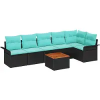 vidaXL Tuinbank Set 7 st 6-Aantal zitplaatsen Zwart en Turkoois