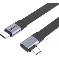 Roline USB4 2.0 Flachkabel, C–C, ST/ST einseitig 90°-gewinkelt, 8K UHD-2, 80Gbit/s, 240W, schwarz, 0,13 m