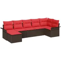 vidaXL Tuinbank Set 7 st Beige poly rattan