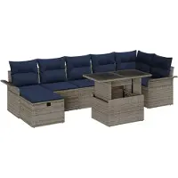 vidaXL Tuinbank Set 8 st Grijs poly rattan