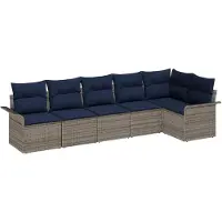 vidaXL Tuinbank Set 6 st Grijs poly rattan