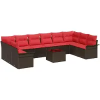 vidaXL Tuinbank Set 11 st Bruin poly rattan