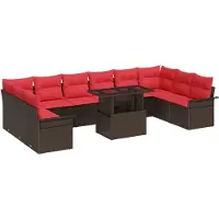vidaXL Tuinbank Set 11 st Bruin Poly Riet