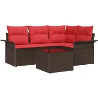 vidaXL Tuinbank Set 5 st Bruin poly rattan