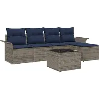 vidaXL Tuinbank Set 6 st Grijs poly rattan