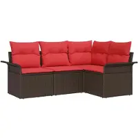 vidaXL Tuinbank Set 4 st Bruin poly rattan
