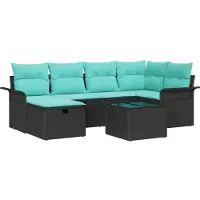 vidaXL Tuinbank Set 7 st Poly rattan