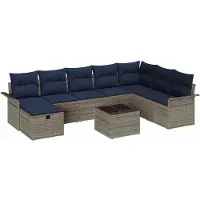 vidaXL Tuinbank Set 9 st Poly rattan
