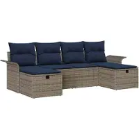 vidaXL Tuinbank Set 6 st Poly rattan