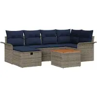 vidaXL Tuinbank Set 7 st Grijs Poly rattan