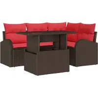 vidaXL Tuinbank Set 5 st 4-Aantal zitplaatsen Bruin en Rood