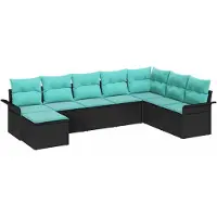 vidaXL Tuinbank Set 8 st Zwart Poly rattan