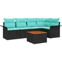 vidaXL Tuinbank Set 6 st 5-Aantal zitplaatsen Zwart en Turkoois