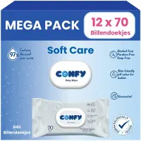 Confy Soft Care Billendoekjes - 12 x 70 Stuks - 840 Doekjes - Babydoekjes - Mega Pack