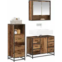 vidaXL Badkamermeubel Set met lade 3 pcs Oud Hout Bewerkt hout