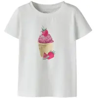 Name it MINI T-shirt wit Meisjes Stretchkatoen Ronde hals Printopdruk - maat 116