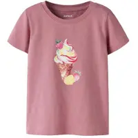 Name it MINI T-shirt roze Meisjes Stretchkatoen Ronde hals Printopdruk - maat 92
