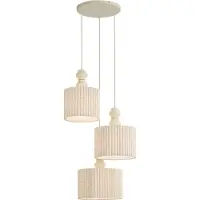 QAZQA Japandi hanglamp beige met linnen kap 3-lichts - Fedde