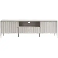 Vente-unique TV-meubel met 2 deuren, 1 lade en 1 nis in MDF - Beige en goud - CALITARO