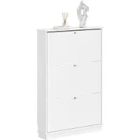SoBuy Witte Schoenenkast 3 deuren 76x18x113 cm