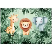 WALLARENA - Behang 254x184 cm + Fotobehang - Vliesbehang - Dieren motif - Voor Kinderen - Op Flizelinie - Groen