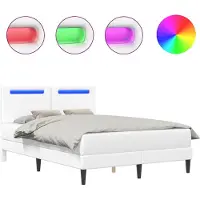 vidaXL Bedframe met LED-stripverlichting Wit 120 x 190 cm Kunstleer