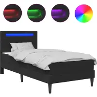 vidaXL Bedframe met LED-stripverlichting Zwart 90 x 190 cm Kunstleer