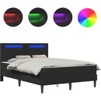 vidaXL Bedframe met LED-stripverlichting Zwart 160 x 200 cm Kunstleer