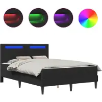 vidaXL Bedframe met LED-stripverlichting Zwart 140 x 200 cm Kunstleer