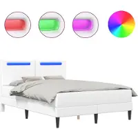 vidaXL Bedframe met LED-stripverlichting Wit 140 x 190 cm Kunstleer
