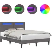 vidaXL Bedframe met LED-stripverlichting Grijs 120 x 200 cm Kunstleer