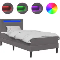 vidaXL Bedframe met LED-stripverlichting Grijs 90 x 190 cm Kunstleer