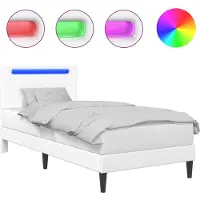 vidaXL Bedframe met LED-stripverlichting Wit 100 x 200 cm Kunstleer