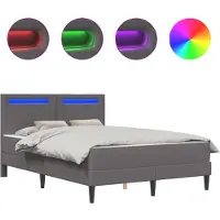 vidaXL Bedframe met LED-stripverlichting Grijs 120 x 190 cm Kunstleer