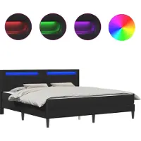 vidaXL Bedframe met LED-stripverlichting Zwart 200 x 200 cm Kunstleer