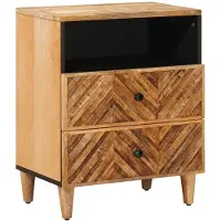 vidaXL Nachtkastje met lade Bruin 50 x 33 x 60 cm Massief Mango Hout