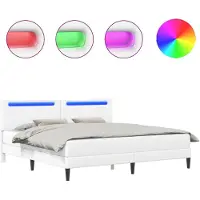 vidaXL Bedframe met LED-verlichting, wit, 180 x 200 cm, kunstleer