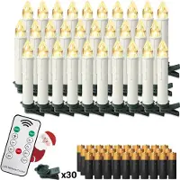 ACXIN LED Kerzen Met Afstandsbediening Warm Wit – Draadloze Kerst Kaarsen Met Clips – Timer – Ø17mm x 10cm – 30 Stuks – Met Batterijen