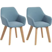 HOMCOM Eetkamerstoel - Polyesterstof met fluweeleffect - 54x57x80cm - Blauw